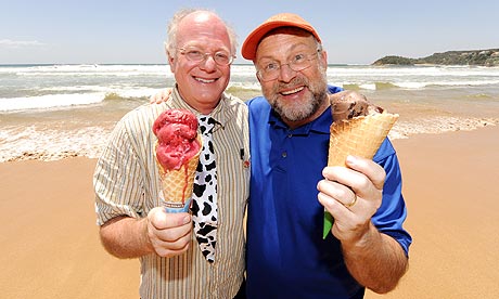 The two co-founders, Ben Cohen and Jerry Greenfield. Photograph: James D. Morgan/Rex Features